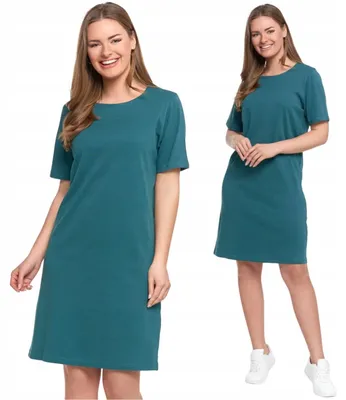 Produktbild von Damen-Baumwollkleid, kurzärmelig, knielang, bequem, MORAJ M GRÜN