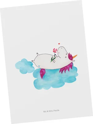 Produktbild von Mr. & Mrs. Panda Postkarte Einhorn Verliebt - Weiß - Geschenk, Liebesbeweis, einzelkarte, Ansichtskarte, Ansichtskarten, Postkarten, Wolke, Unicorn, Liebe, Einhörner