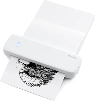 Produktbild von Tragbarer A4-Thermotransferdrucker, kabellos und per USB mit mobilem Computer verbindbar, 56 mm/77 mm/107 mm/210 mm/216 mm (2 Zoll/3 Zoll/4 Zoll/8 Zoll/8,5 Zoll), US-Letter-A5-Papierformat fuer Buero und Schule, kompatibel mit Windows-/Mac-System, tintenloser Druck, Tattoo-Muster, PDF-Datei, Webseite, Vertragsdokumente, Bilder, wird mit 1 Papierrolle geliefert