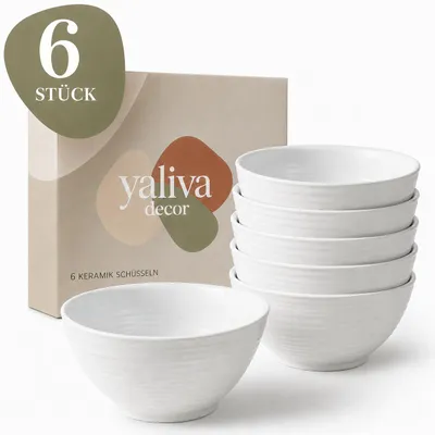 Produktbild von Schüssel Set 6 Stück Keramik Schüsseln 350 ml Schalen Dessertschalen 6er Set Müslischalen Suppenschalen Obstschalen Geschirr Set YaLiva_Decor®