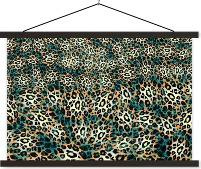 Produktbild von MuchoWow® Textilposter Leopardenmuster - Design - Tiere 60x40 cm mit schwarzem Rahmen - Hölzernes