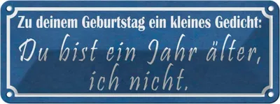 Produktbild von vianmo Blechschild 10x27 cm Geburtstag du bist 1 Jahr älter Spruch Zitat