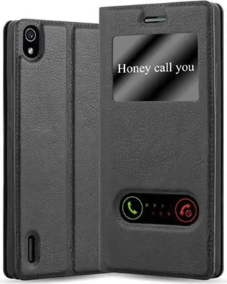 Obrázek produktu pro Cadorabo Protective Case for Huawei ASCEND P7 Case in Black Pouzdro na mobilní telefon typu kniha Cover Etui
