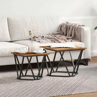 Produktbild von "2026 Promotion" Beistelltisch-Set  - mit Stauraum - 2 pcs Altholz Ingenieure Holz und Stahl - Sofatisch CC32469