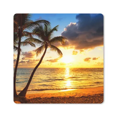 Produktbild von MuchoWow® Mauspad Mousepad Strand - Horizont - Sonnenuntergang - Palme - Meer 30x30 cm - Mousepads - Maus Mat - Pad - Mausunterlage - Gaming