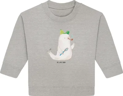 Produktbild von Mr. & Mrs. Panda Organic Baby Pullover Robbe Sherlock 12. - 18. Monat - Heather Grey - Geschenk, Bullover, Lustige Sprüche