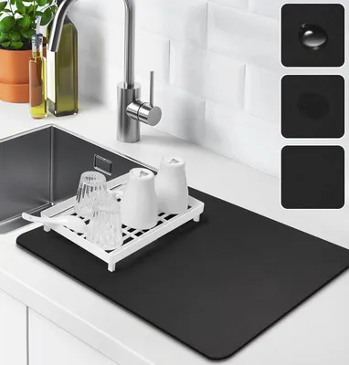 Imagen del producto de Alfombrilla de microfibra para secar platos, absorbente, con base antideslizante, de 40x30 cm, ideal para la cocina