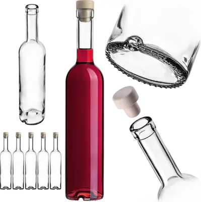 Produktbild von KADAX Glasflaschen 500ml, 5 Stück, Likörflaschen mit Korken, leere Flaschen zum Befüllen von Saft, Likör, Öl, Essig, Wein oder Sirup, Weinflaschen aus Glas