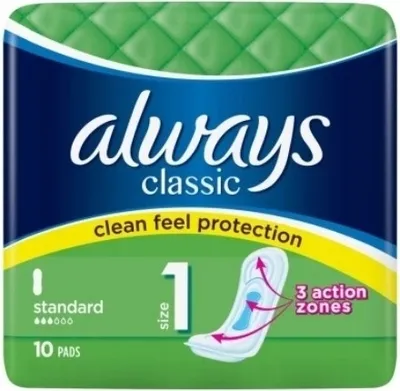 Zdjęcie produktu dla Podpaski Always Classic Standard 10 Sztuk Normalne Ze Skrzydełkami