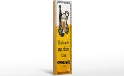 Produktbild von Holzschild  Altes Hausmittel Hopfenblütentee, 46 x 10 cm, Holzschilder Spruch Alkohol