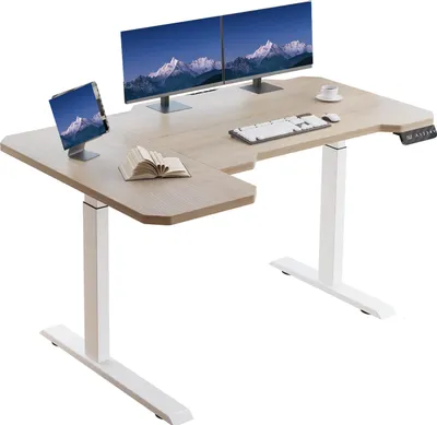 Produktbild von Hilodesk 150cm l-desk biurko narożne z elektryczną regulacją wysokości, z dwoma silnikami, biurko stojące w kształcie litery L, z 4-pamięciowym sterowaniem, beżowe
