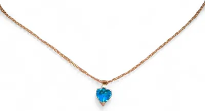 Produktbild von Halskette Gold mit Herz Anhänger aus Edelstein verschiedene Farben Blau