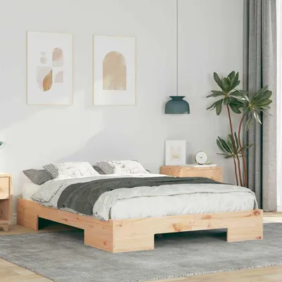 Produktbild von Bodenbettgestell Braun 120 x 200 cm Massivholz Kiefer