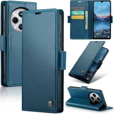 Produktbild von Lederhülle für Xiaomi Redmi 14C Brieftasche Kartenfach Schutzhülle mit Standfunktion Blau