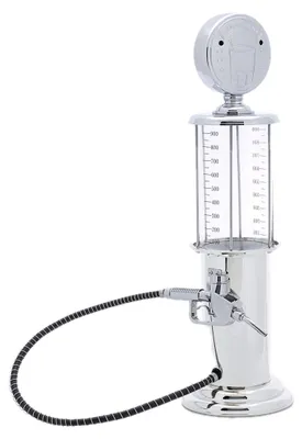 Image de 2 distributeurs de boissons en forme de pompe à essence, pompe à bière amusante avec pistolet, système de tirage de bière, métal, 900 ml, chromé