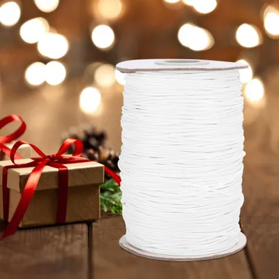 Image de 100 Yards Câble de Coton Ciré, Fil de Coton 160 M Ligne de Cire DIY Respectueux de l'Environnement Chaîne de Coton Tissé à la main Fil de Coton 1mm (27# blanc)