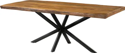 Produktbild von MASSIVMOEBEL24 Baumtisch Mango 220x100x76 natur lackiert / Kreuzgestell anthrazit matt FREEFORM 5