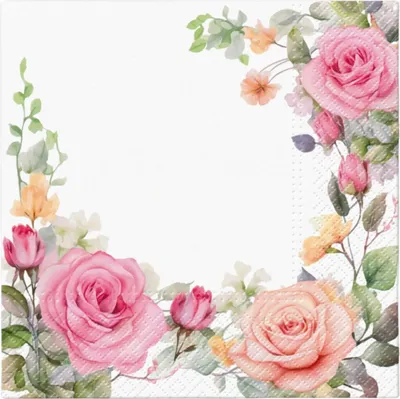 Zdjęcie produktu dla Paw Decor Serwetki Dekoracyjne Delikatne Kwiaty Kolorowy 33x33cm 20 Szt