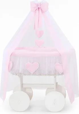 Image de MY SWEET BABY lit de bébé en fibre naturelle blanche avec baldaquin et matelas PREMIUM