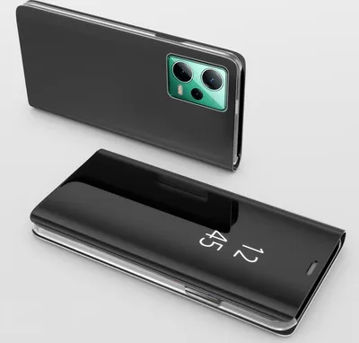 Produktbild von Handy Hülle für Xiaomi Redmi Note 12 5G Clear View Hülle Klapp Flip Hülle Bumper Cover Spiegel Mirror, Farbe: Schwarz