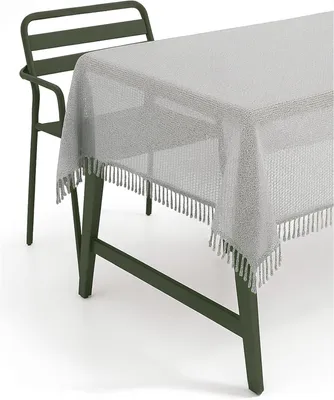 Produktbild von Gartentischdecke Fransen Weichschaum 130 x 160 cm - hellgrau