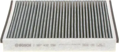 A close-up, straight-on view of a cabin air filter.