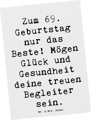 Produktbild von Mr. & Mrs. Panda Grußkarte Spruch 69. Geburtstag Glück - Weiß - Geschenk, Feier, Feierlichkeit, Postkarten, Happy Birthday, Postkarte, Ansichtskarte, bildkarte, Alter