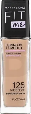 Produktbild von Maybelline Fit Me Foundation 125 Nude Beige, Pumpenflasche, Flüssigkeit, Nude Beige, normale Haut, Natürlich, #E7B78E