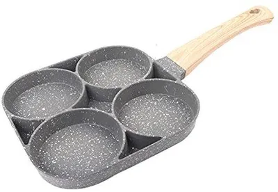 Produktbild von Famanu Bratpfanne mit 4 Vertiefungen - Antihaft-Pfanne mit Holzgriff
