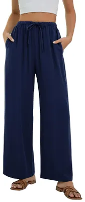 Productafbeelding van Solidchoice - Vrouwen Luchtige Leren Broek met Elastische Taille