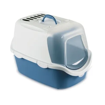 Obrázek produktu pro STEFANPLAST Cathy Easy Clean krytá kočičí toaleta s filtrem modrá/bílá 56x40x40cm, 99702