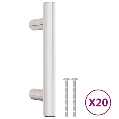 Zdjęcie produktu dla vidaXL Uchwyty meblowe 20 sztuk srebrne 64 mm stal nierdzewna