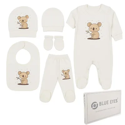 Produktbild von Blue Eyes Baby Geschenk Set 6-teilig, 100% Baumwolle, , Neugeborenen Erstausstattung 0–4 Monate, Koala