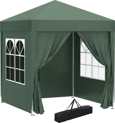 Produktbild von Outsunny Pavillon 2x2m Wasserdicht, Pop-up Faltpavillon mit 4 Seitenwänden, Fenster, faltbar Partyzelt mit UV-Schutz 30+