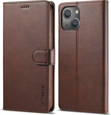 Produktbild von iPhone 14 Hülle - LC.IMEEKE Luxus Klapphülle - Dunkelbraun