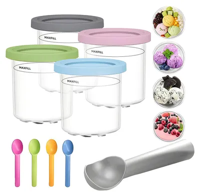 Produktbild von Eiscremebehälter, Verschlossenes Glas mit Deckel, 500ml, 9*10,5*11cm, 4er-Set, Kann recycelt werden