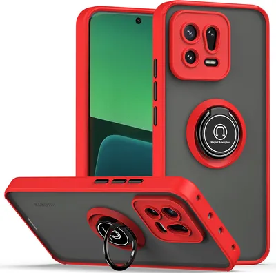 Image de Étui pour Xiaomi 13 Pro étui TPU translucide mat avec support d'anneau et support Rouge