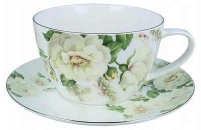 Produktbild von Domdekoracji Porzellan Tasse mit Untertasse Blumen 350 ml