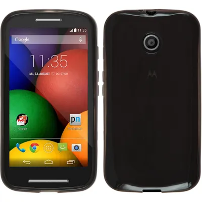 Produktbild von PhoneNatic Case kompatibel mit Motorola Moto E - schwarz Silikon Hülle transparent + 2 Schutzfolien
