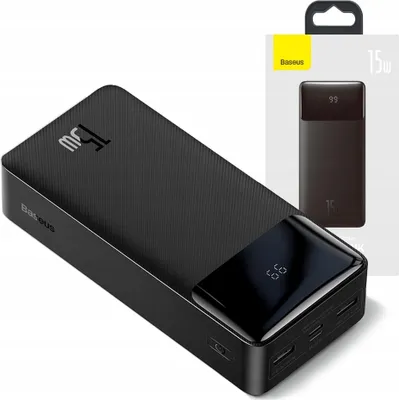 Obrázok produktu pre Powerbank Baseus 30000Mah 15W Usb+Usb-C+Micro Fast Charge Čierna