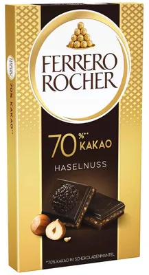 Obrázek produktu pro Ferrero Rocher hořká čokoláda s lískovými oříšky balení 90g