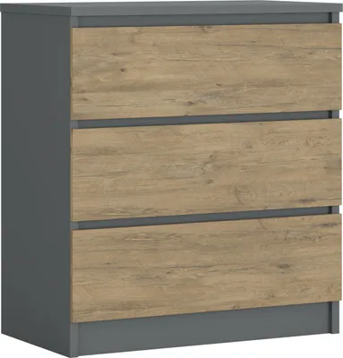 Obrázok produktu pre Komoda s 3 zásuvkami, farba: antracitová / dub Lancelot, 78 x 70 x 39 cm
