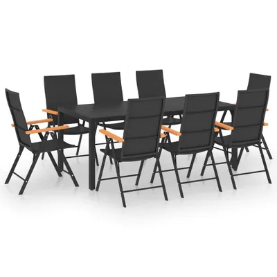 Produktbild von vidaXL 9-tlg. Garten-Essgruppe Schwarz und Braun