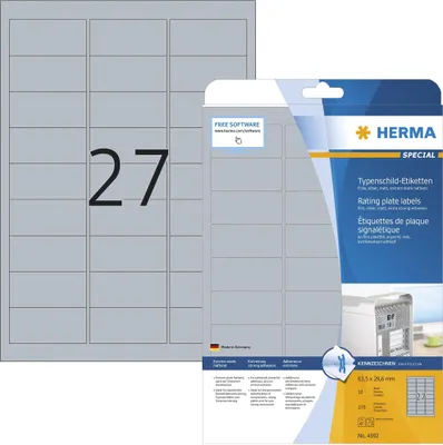 Produktbild von HERMA 4592, Silber, Abgerundetes Rechteck, Universal, Polyester, Matte, Laser