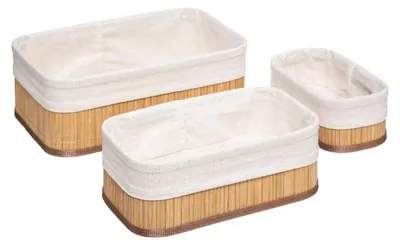 Produktbild von 5Five Simply Smart Aufbewahrungskorb-Set 3-tlg., Körbchen, Bambus, Polyester, 174509A