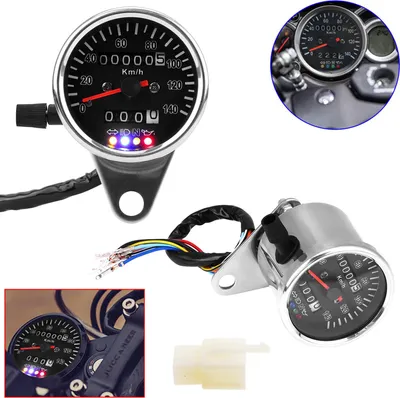 Obrázok produktu pre Cafe Racer Custom Motocyklový mechanický tachometer s LED indikátorom Odometer 140km/h