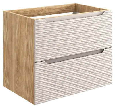 Zdjęcie produktu dla Szafka Łazienkowa Pod Umywalkę 70 Cm Beż Dąb 2 Szuflady