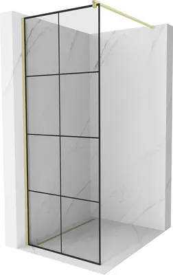 Obrázok produktu pre Mexen Kioto Sprchová stena 80 x 200 cm, čierny vzor 8 mm, brúsené zlato - 800-080-101-55-77