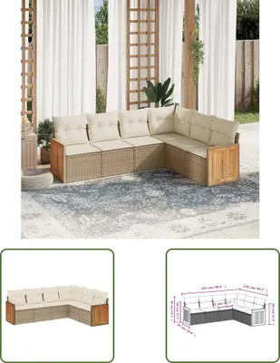 Produktbild von The Living Store 6-tlg. Garten-Sofagarnitur mit Kissen Beige Poly Rattan