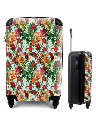 Produktbild von MuchoWow® Koffer Handgepäck Trolley Rollkoffer Kleine Reisekoffer mit 4 Rollen - Blumen - Rot - Muster - Cabin Size < 55x40x23 cm & 55x40x20 cm - Fotokoffer - Kabinenkoffer - Boardgepäck - Reise-Box - Reisekoffer - Reisegepäck - Koffer mit Bild - Trolley für Kinder